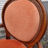 Fauteuil médaillon tapissé orange