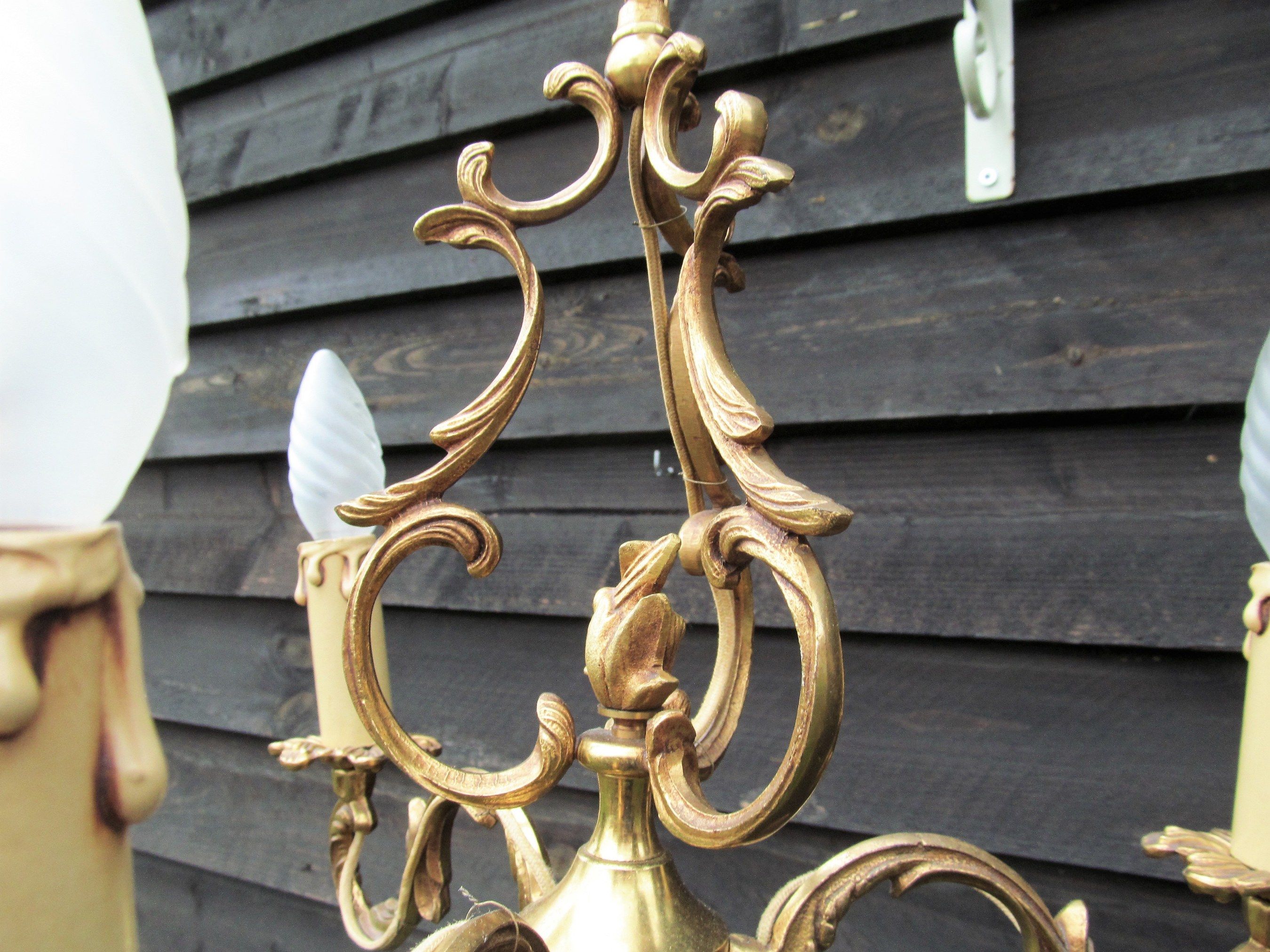 Birdcage chandelier in Bronze with 3 arms nice long chain French vintage