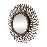 Miroir soleil osier vintage