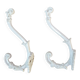 set of 2 vintage white cast iron hooks, small paint chips from the year