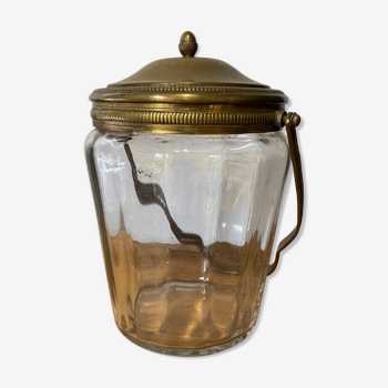 Glass and brass biscuit jar