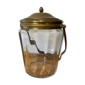 Glass and brass biscuit jar