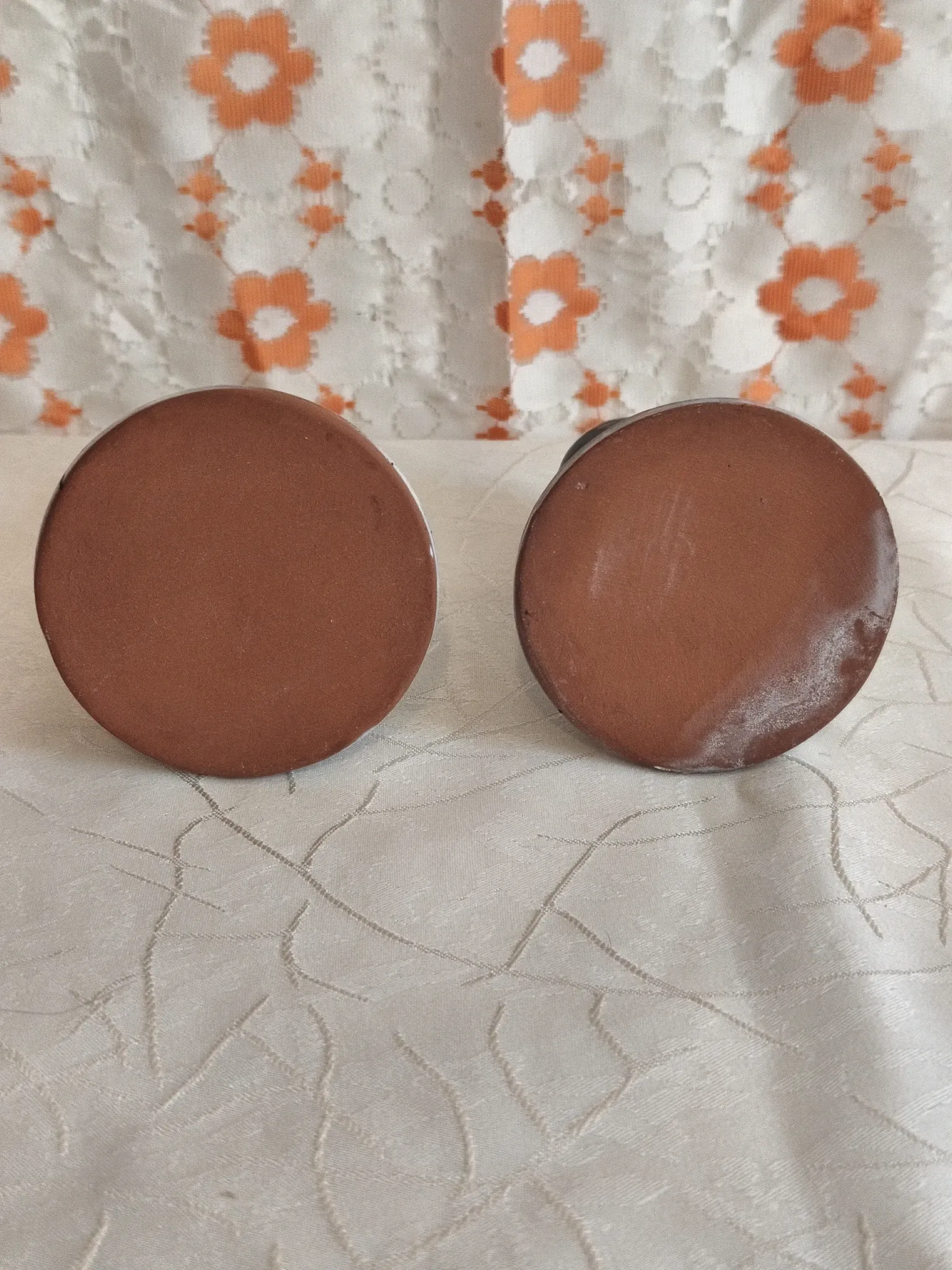 Pair of handcrafted glazed stoneware candle holders
