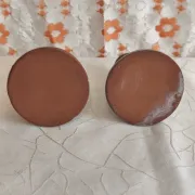 Pair of handcrafted glazed stoneware candle holders