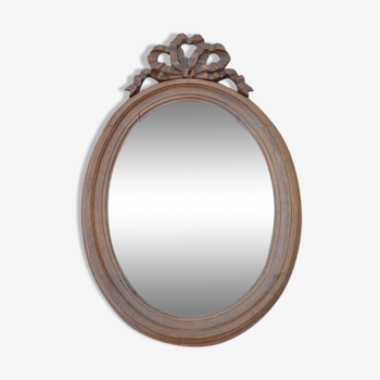 Miroir ovale bois noeud