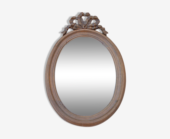 Miroir ovale bois noeud