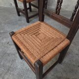 4 wooden and corded Basque chairs