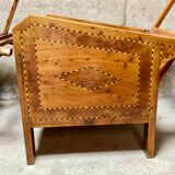 Vintage wooden veranda armchairs with inlaid marquetry 1930s