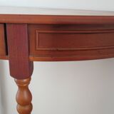 Set of 2 half-moon console tables with drawer - cherry wood - Louis Philippe style