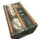 XL vintage green metal industrial trunk / travel trunk