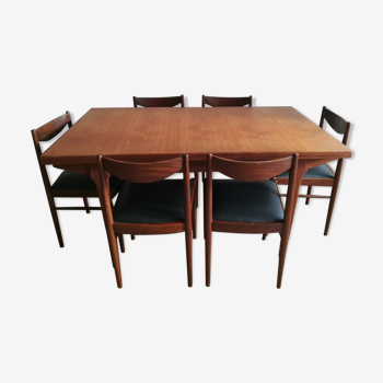 Table de style scandinave bois de palissandre avec chaises