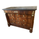 Empire chest of drawers with columns, 19th century mahogany