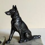 Pair of Art Deco bookends to signed wolf dogs