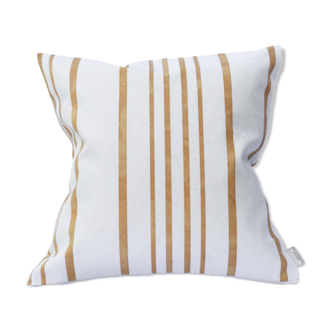 Coussin décoratif 40x40 toile jaune rayé