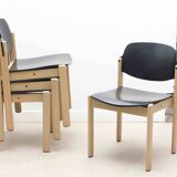 Curved wooden chair from the 1970s, Germany, black and beech.