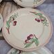 Set of 6 flat plates Boch La Louvière Belgium model 2460 with polychrome cherry decoration.