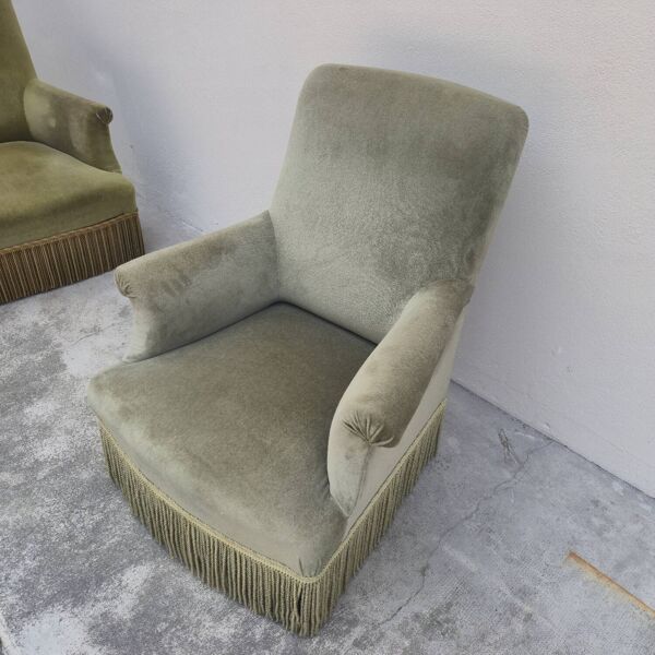 Fauteuil crapaud en velours d'époque Napoléon III 19ème
