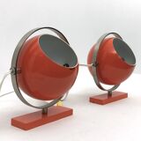 3 lampes de table globe orange des années 60 Stilux Milano modèle Saba