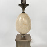 Set of 2 french marble and steel lamps 1970s