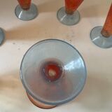 Set of 6 orange and blue vintage design stemmed glasses from the 1990s by A.GRAY.