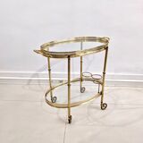 Golden metal dessert with glass tops