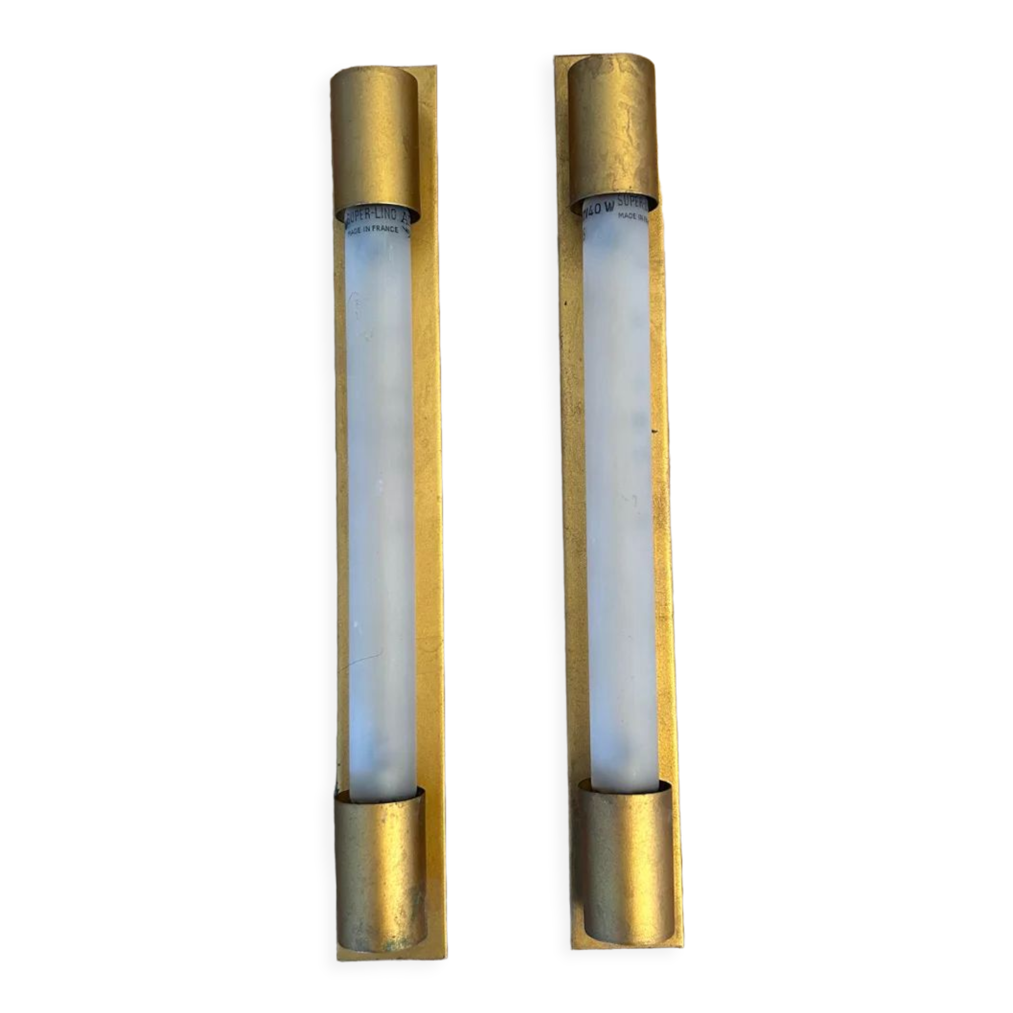 Pair of vintage modernist wall lamps copper, France 1930