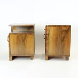 Pair Of Art Deco Bedside Tables In Walnut, Czechoslovakia 1930s