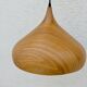 Scandinavian metal pendant light with a faux wood finish, 1980s.