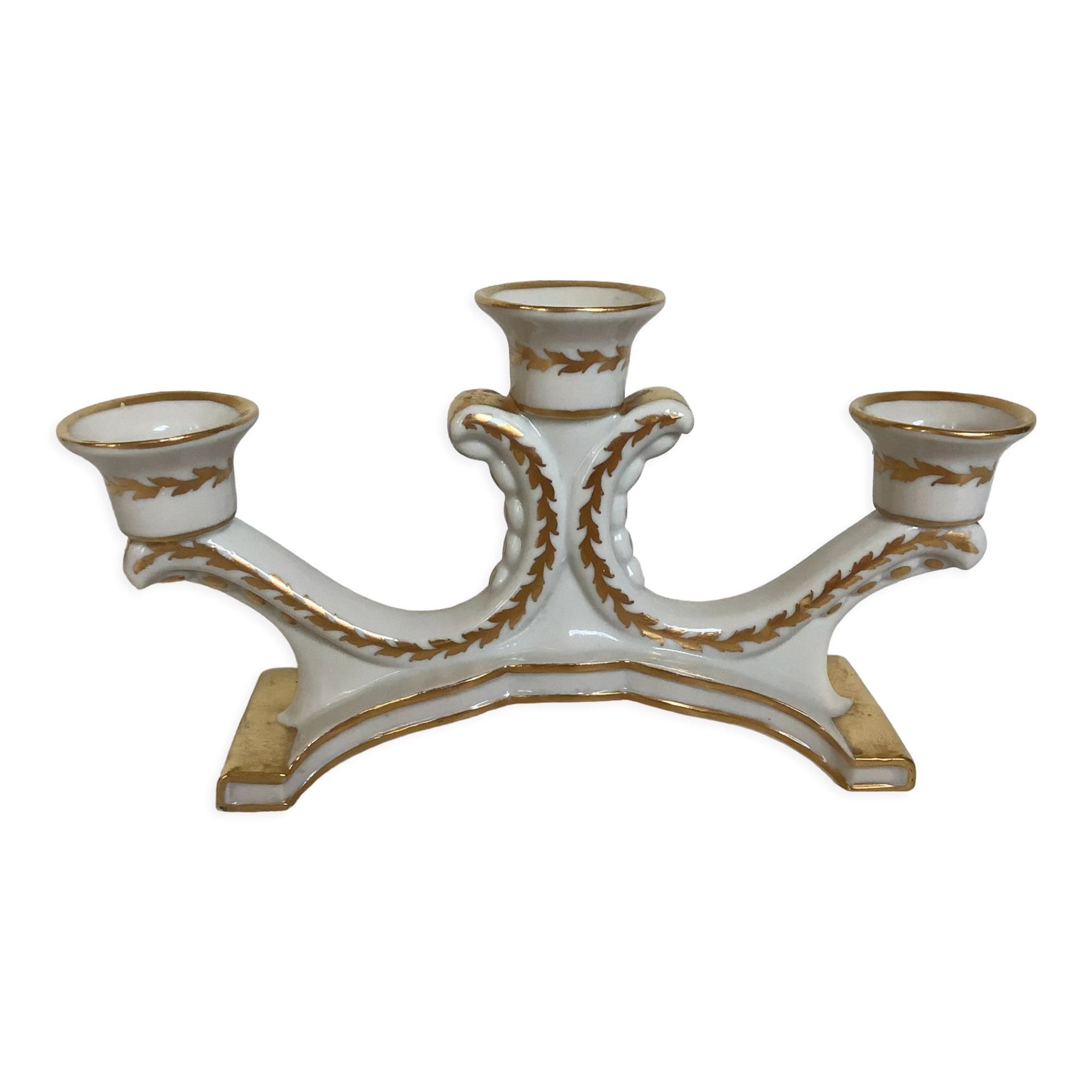 Old white and gold candlestick Belgium