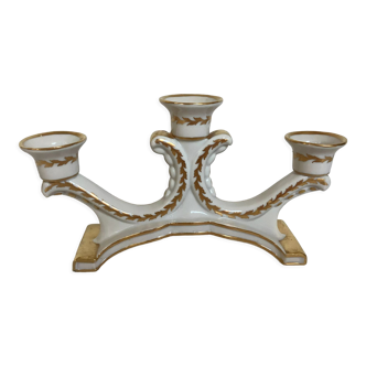 Old white and gold candle holder Belgium