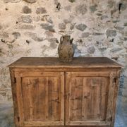 Antique French work cabinet in pine with two doors – rustic country style