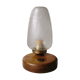 Wooden table lamp with 80s glass cap