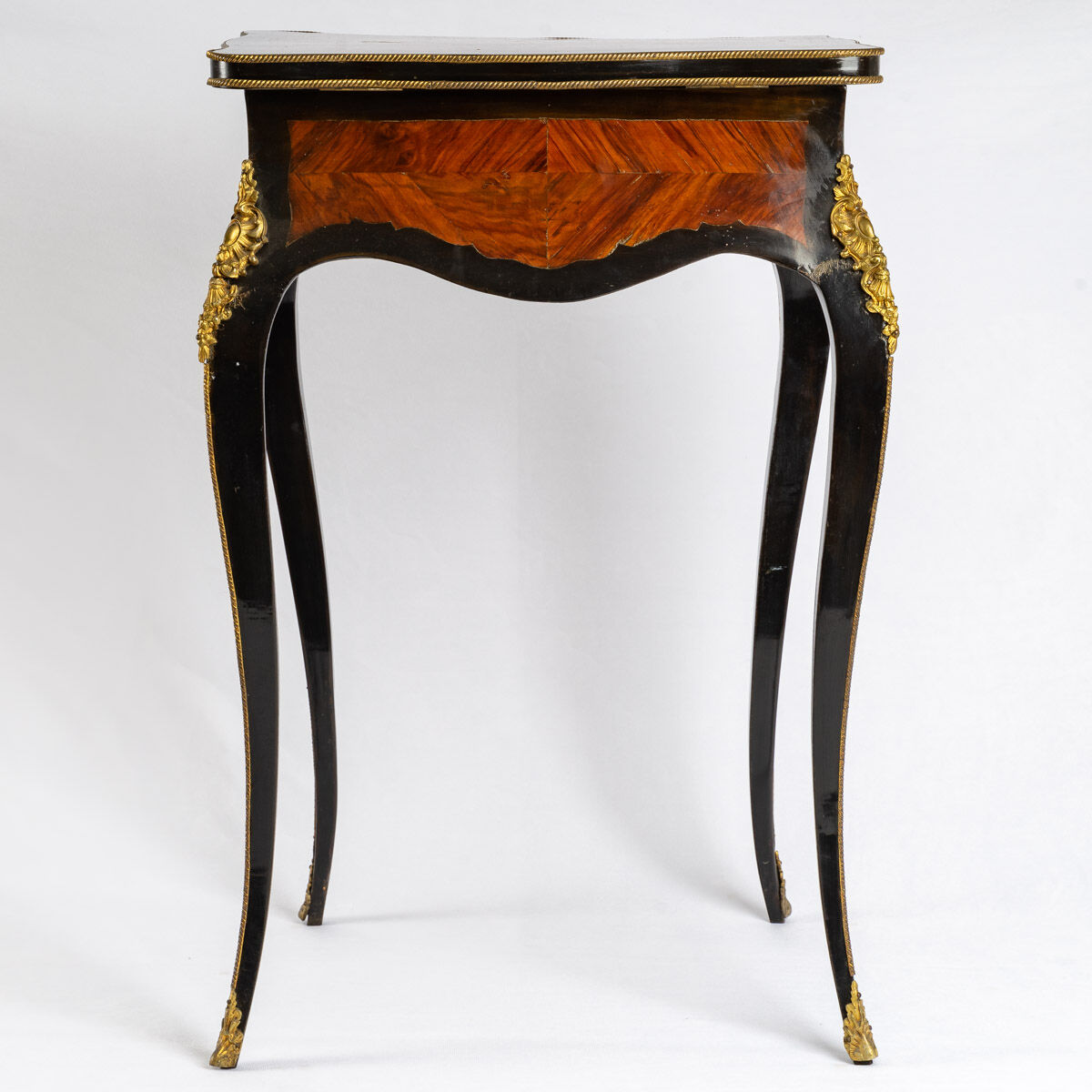 Blackened Natural Wood Worker - Rosewood Marquetry - Louis XV Style - Period: XIXth