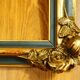 Cadre à décor de roses XIXème vert anglais & feuille d'or.
