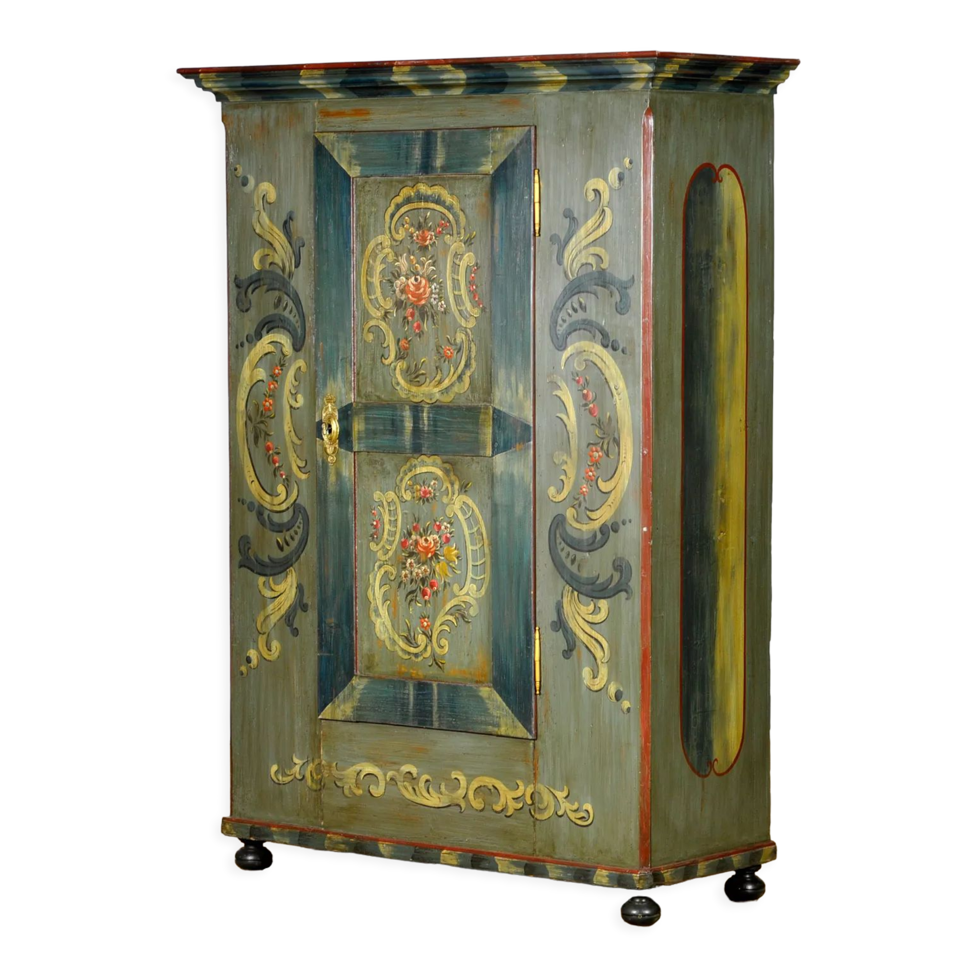 Antique german hand painted cabinet, circa 1850