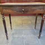 Side table with drawer and leather top