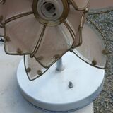 Pair of 70s floor lamps in lacquered metal flowers in glass and gilded metal