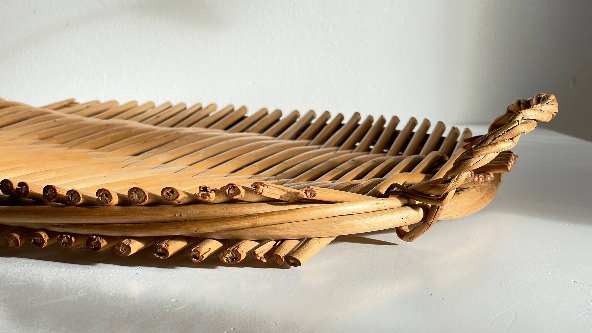 Vintage rattan presentation tray