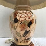 Former ceramic potiche lamp base wood - abat-day vintage beige fabric