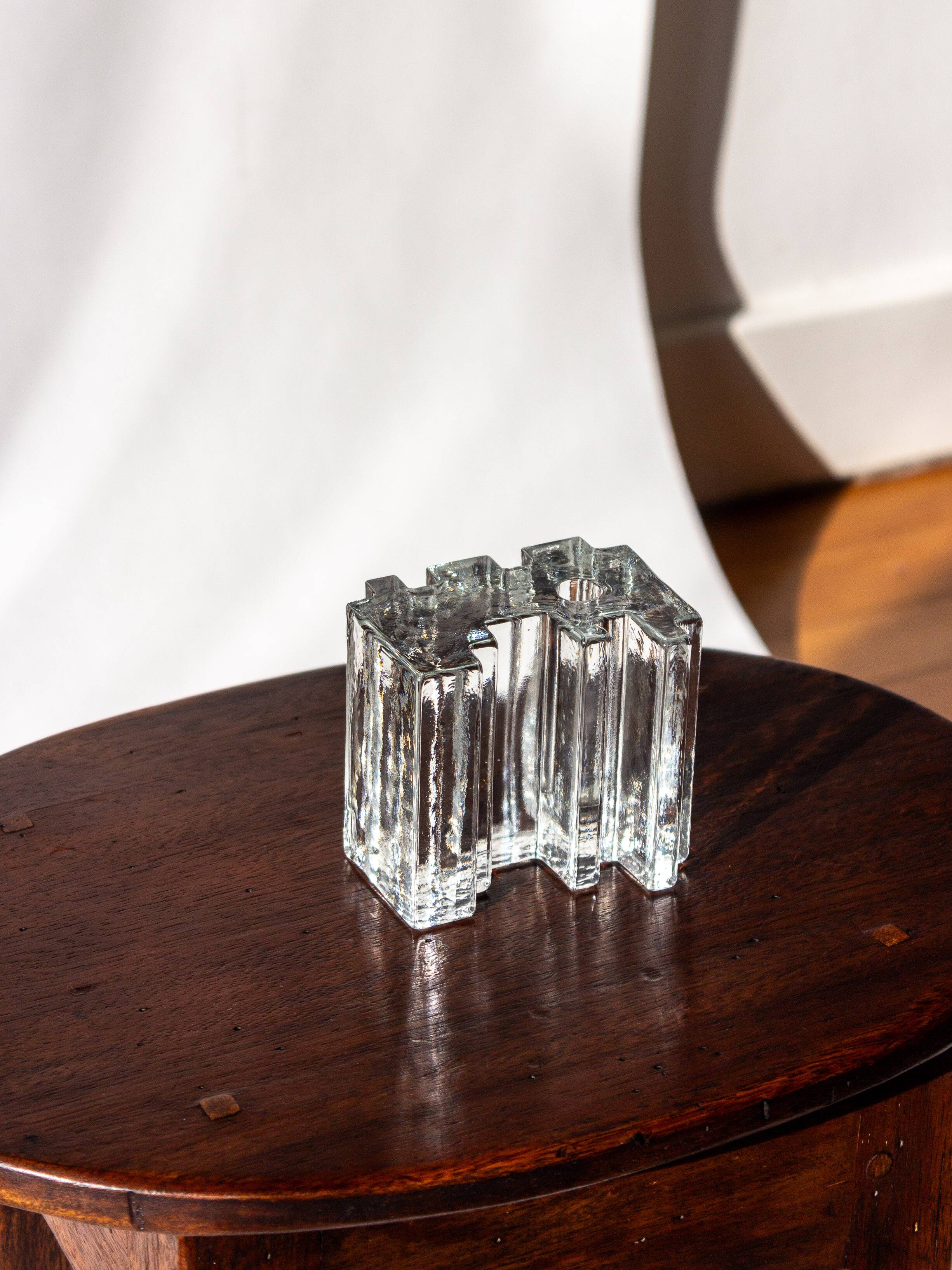 Modernist soliflore vase in molded glass, Germany, 1970s