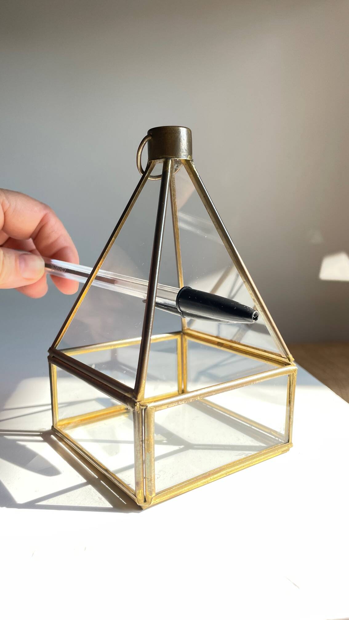 Vide-poche verre et laiton vintage