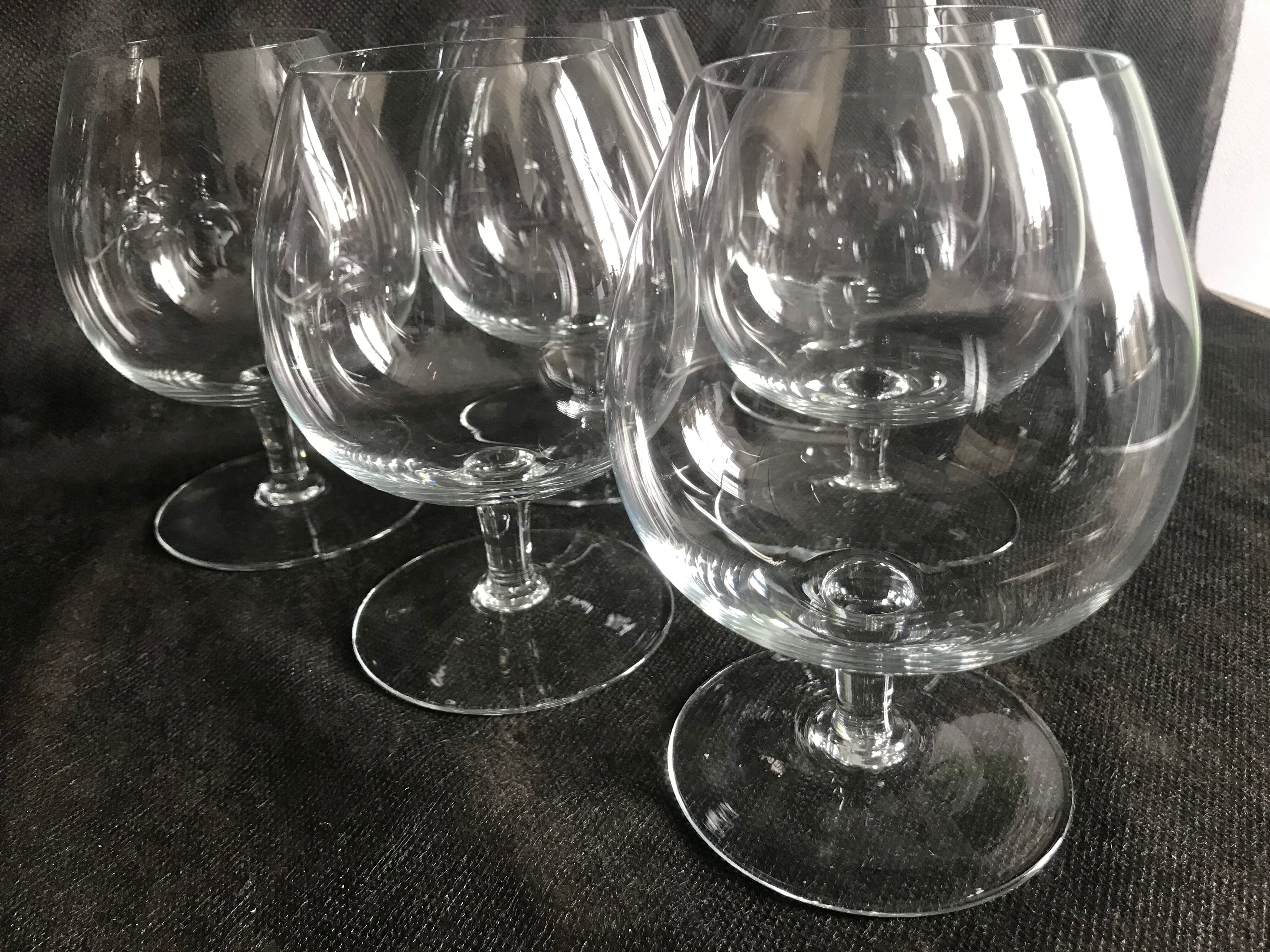 6 late mid-20th crystal tasting glasses