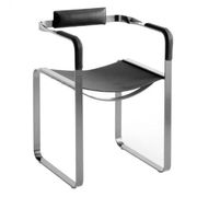 Wanderlust bar stools with black backrest and metal.