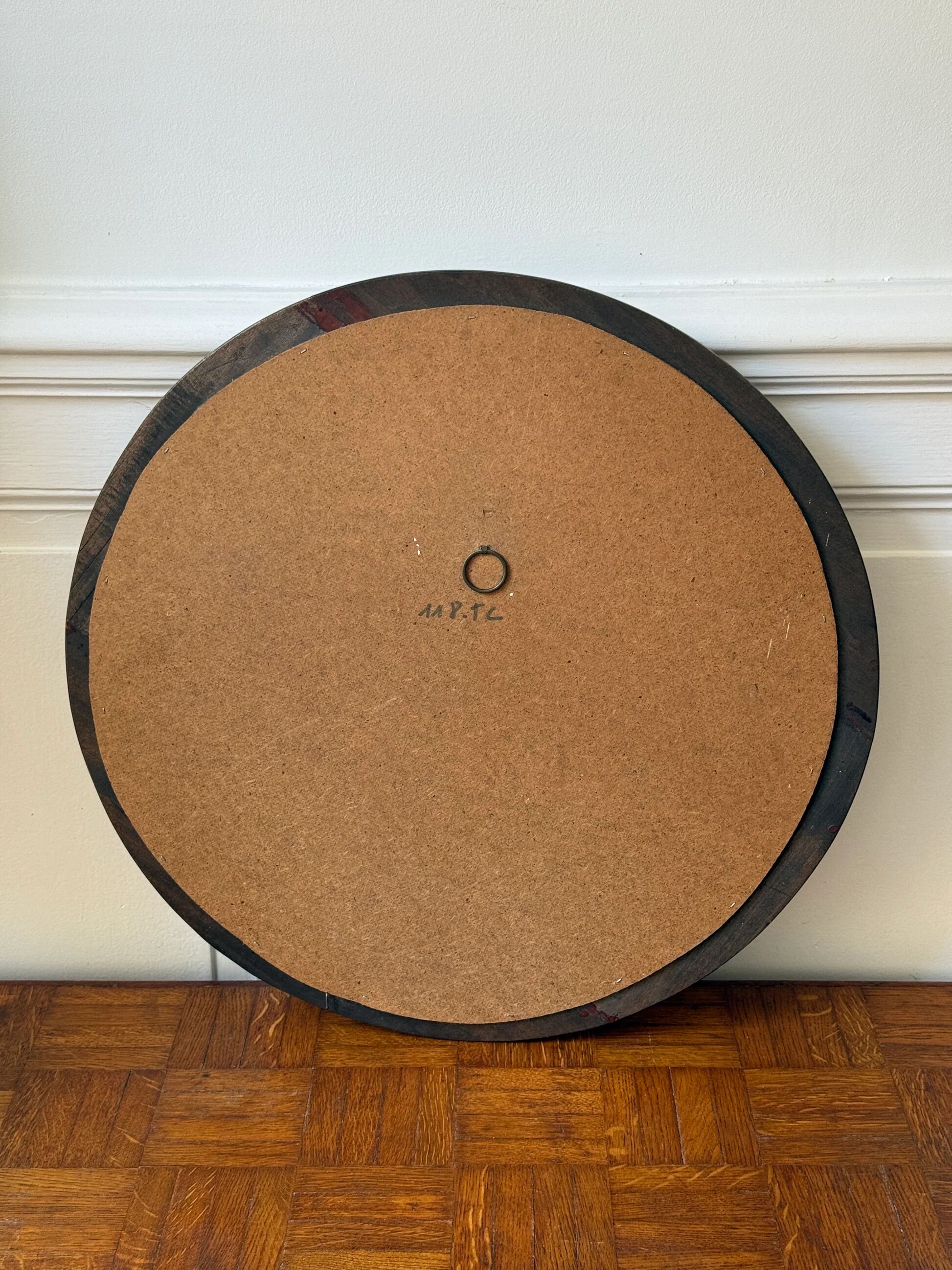 Minimalist round wooden mirror