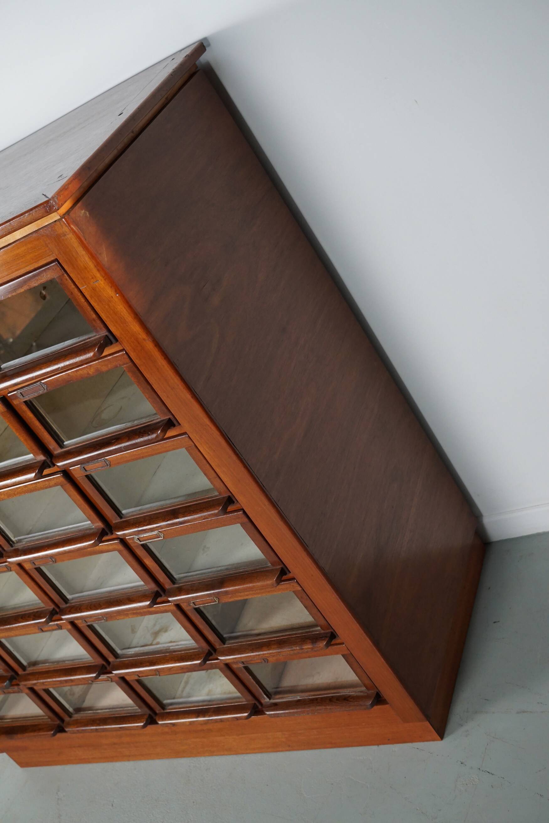 Vintage Dutch Hardwood Haberdashery Shop Cabinet, 1930s