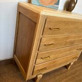 Vintage chest of drawers in wood and golden brass handles