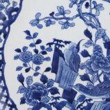 Qing dynasty kangxi style blue and white flower and bird painting plate chinese palace gifts