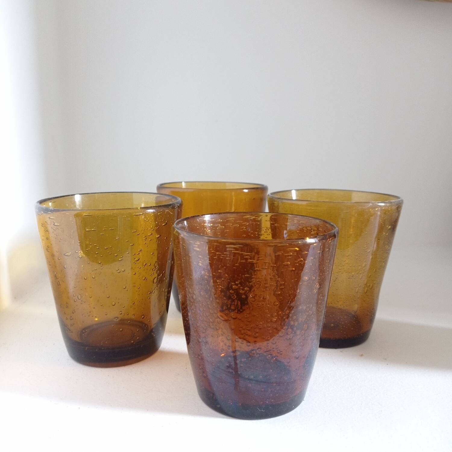 Set of 4 blown bubble glasses