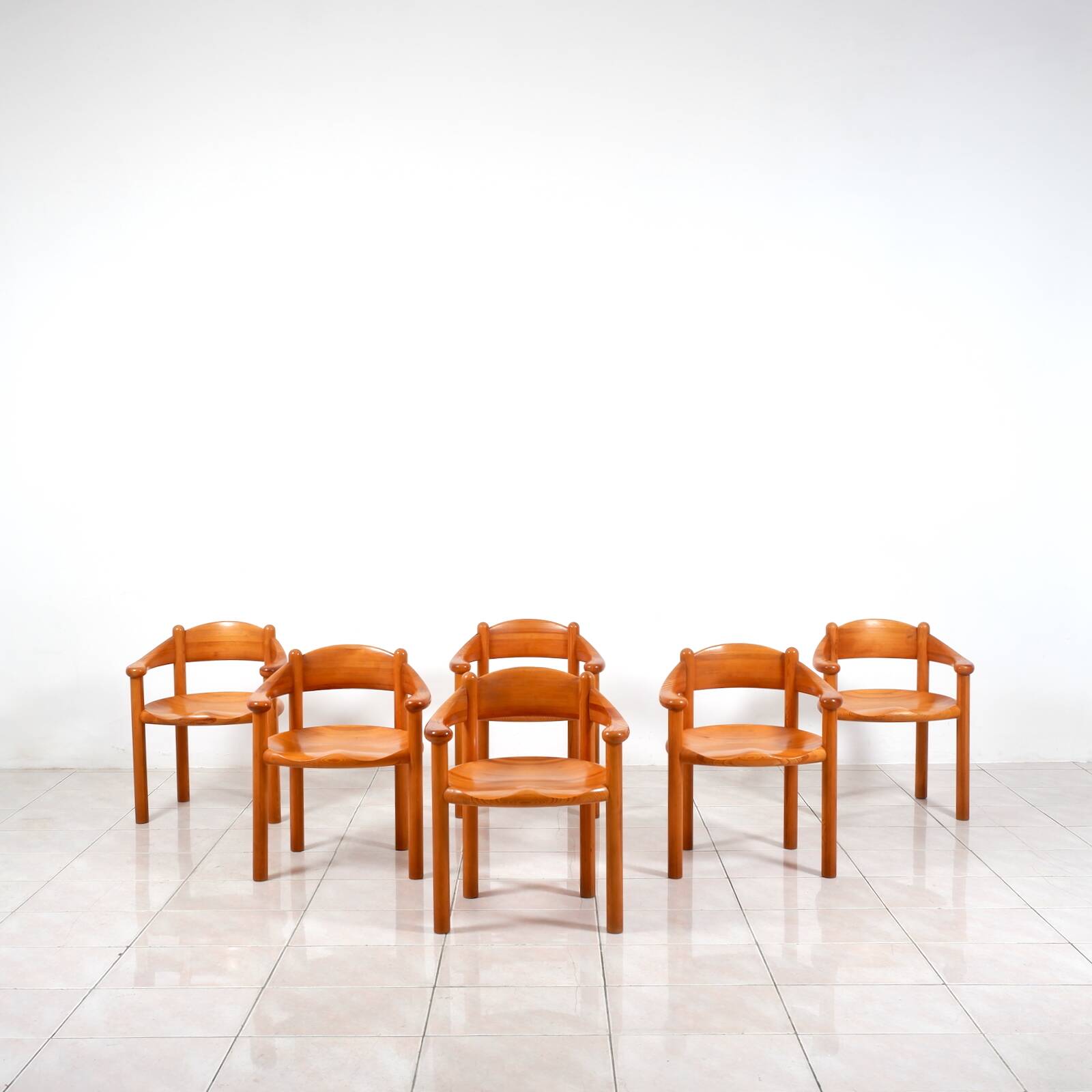 Set of 6 solid pinewood armchairs by Rainer Daumiller for Hirtshals Sawmill