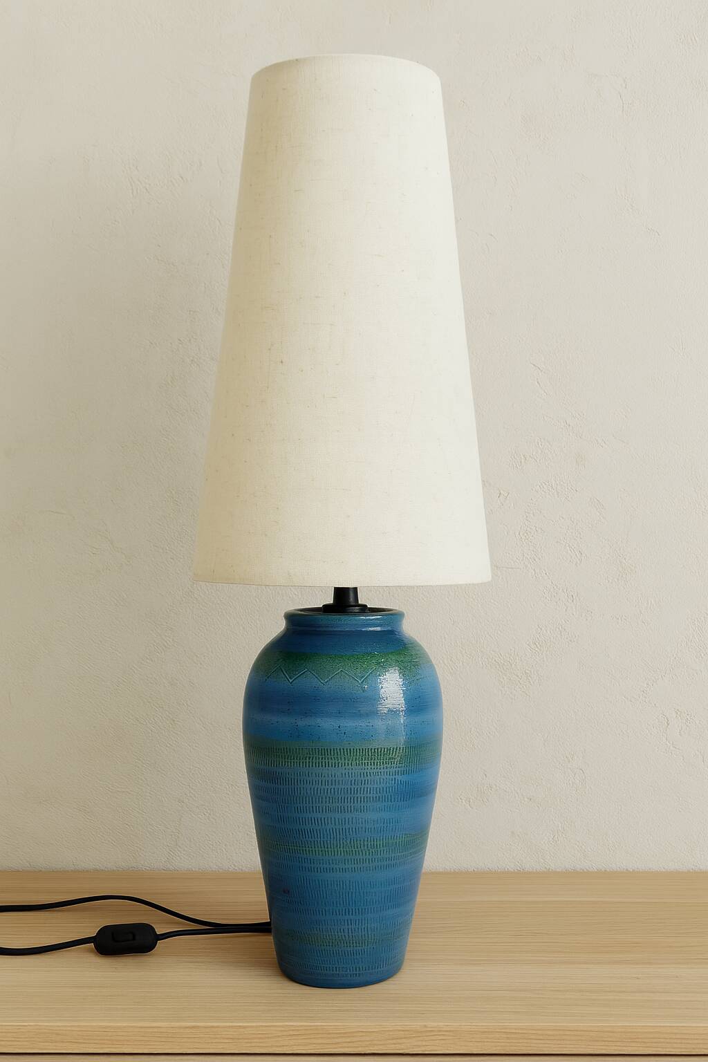 Blue earthenware lamp, Italy, circa 1980